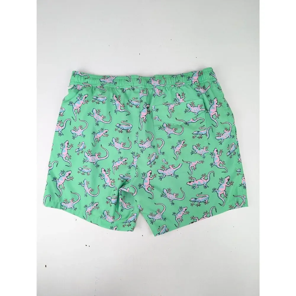 Me Undies Men's Large Green Chameleon Lizard Print Swim Shorts